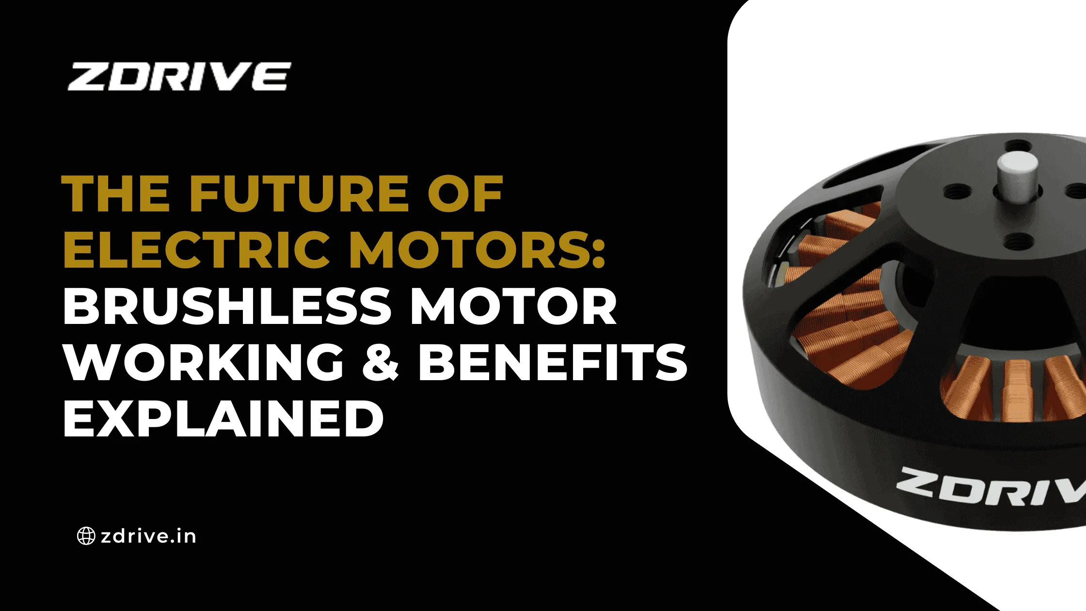 Illustration showing the internal structure and working mechanism of a brushless electric motor, highlighting rotor, stator, and magnetic field components.