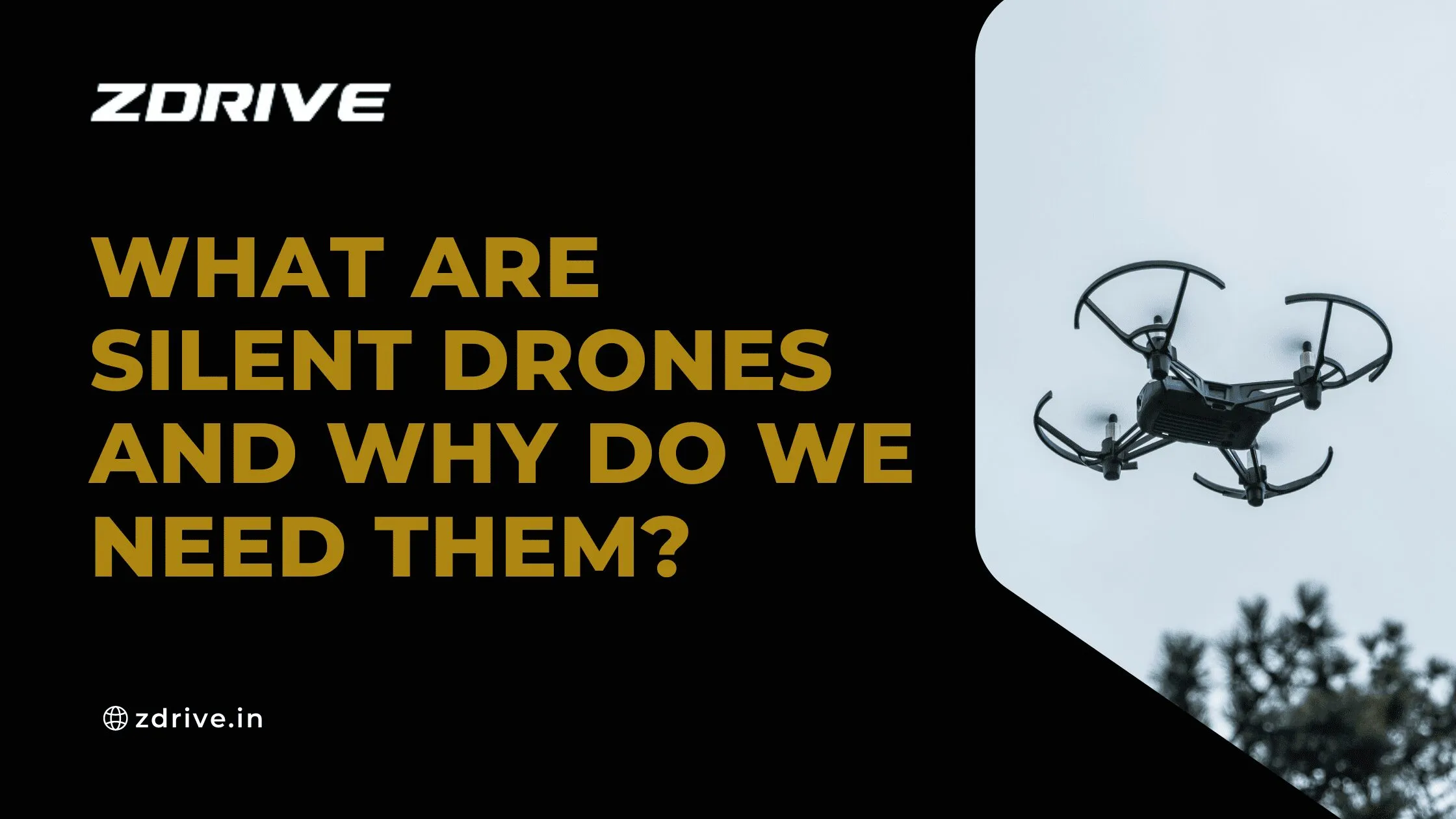 A modern silent drone flying quietly over a cityscape, showcasing noise-reduction technology and surveillance capabilities.